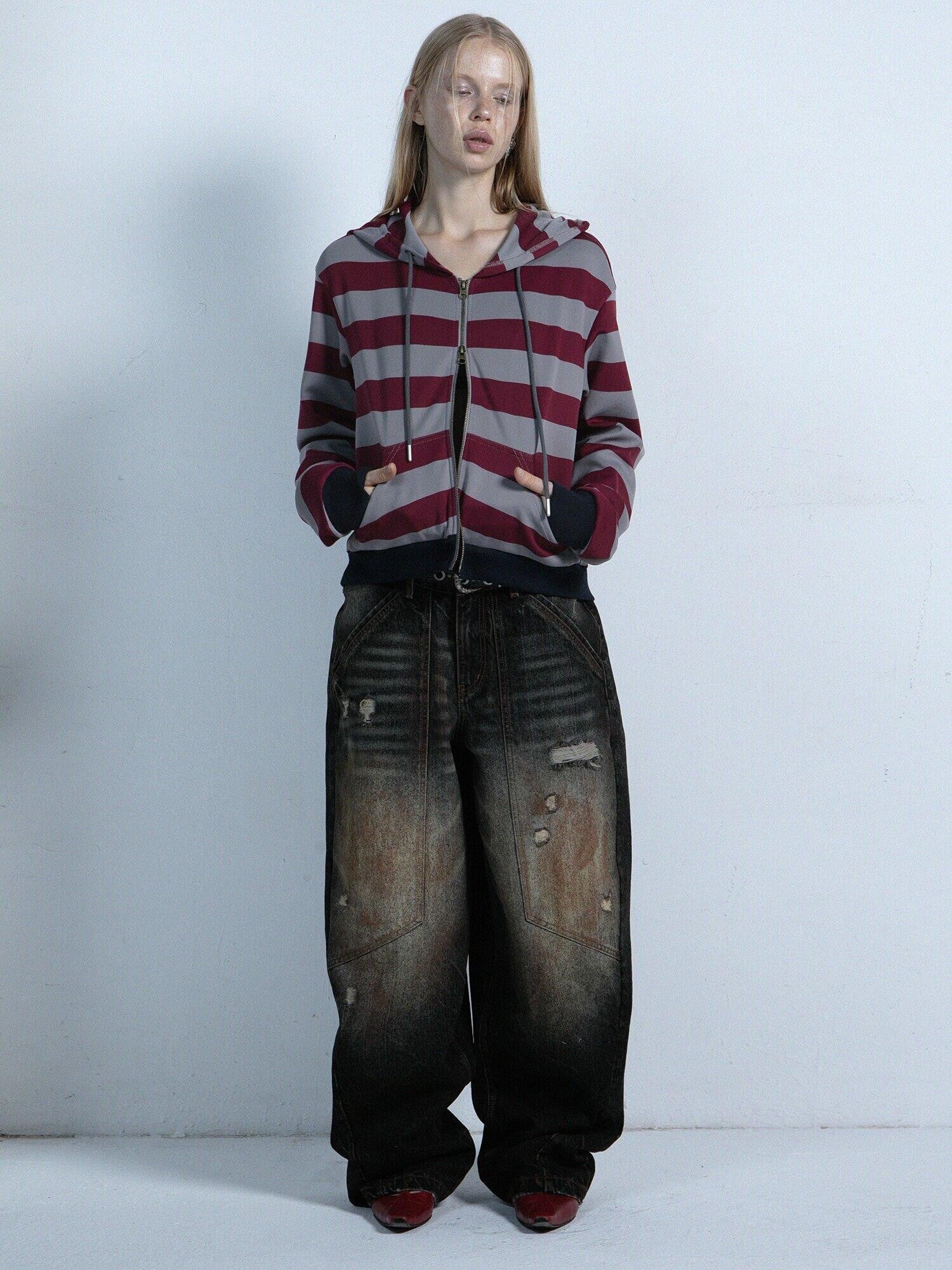 DoublePunch Distressed Mud Dye Ripped Low Rise Women&
