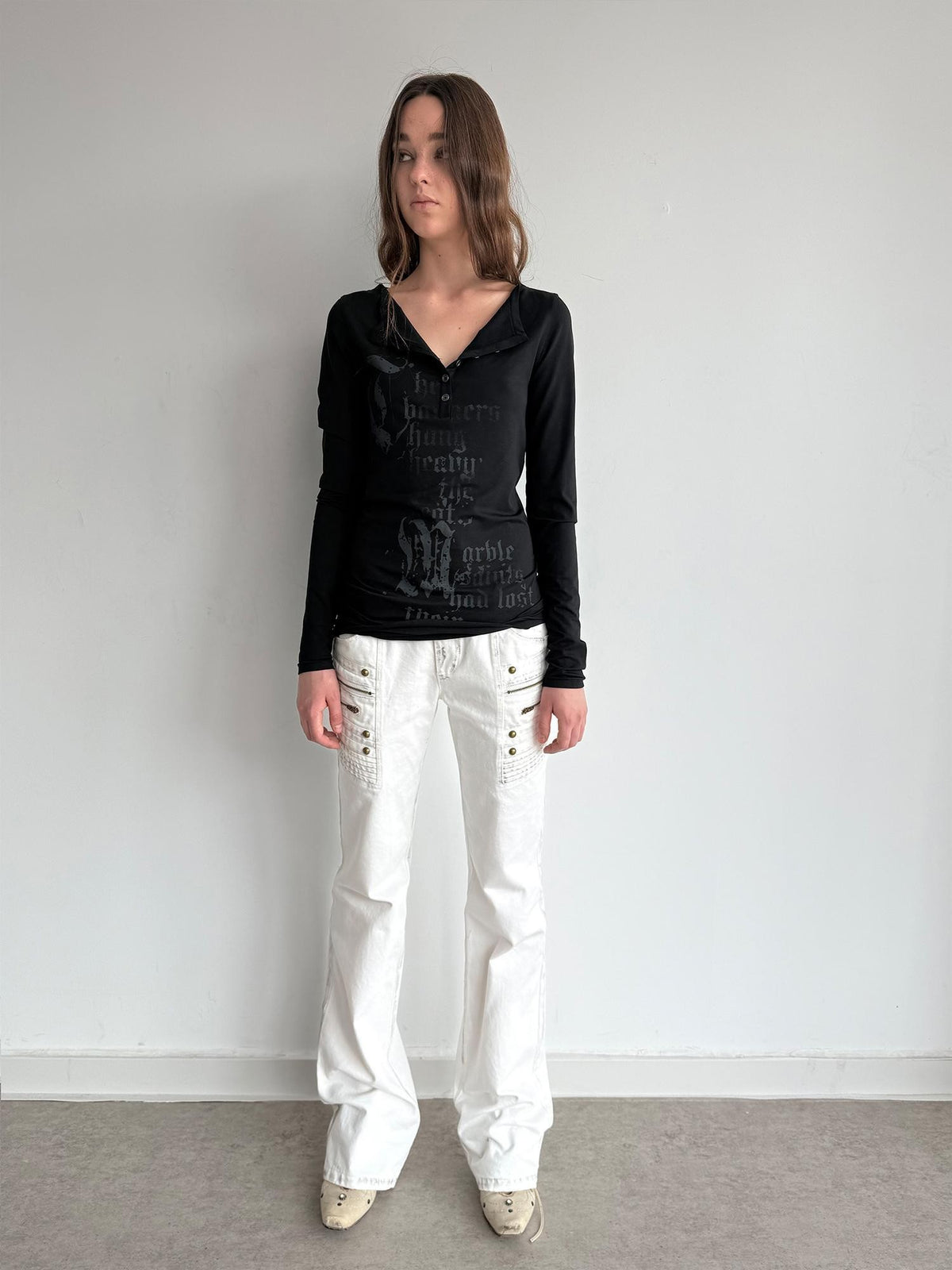 DoublePunch Distressed Washed Low-rise 3d Seam White Women&
