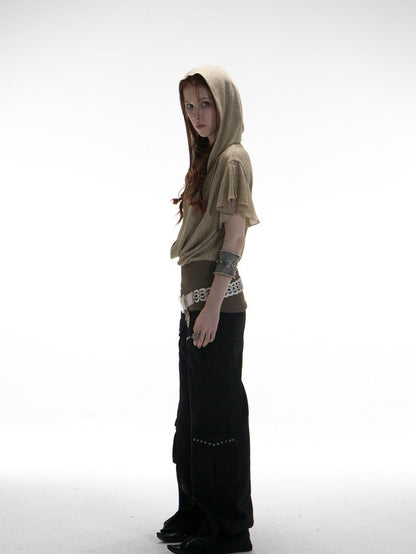 DoublePunch Distressed Washed Western Wide Leg Pockets Women&