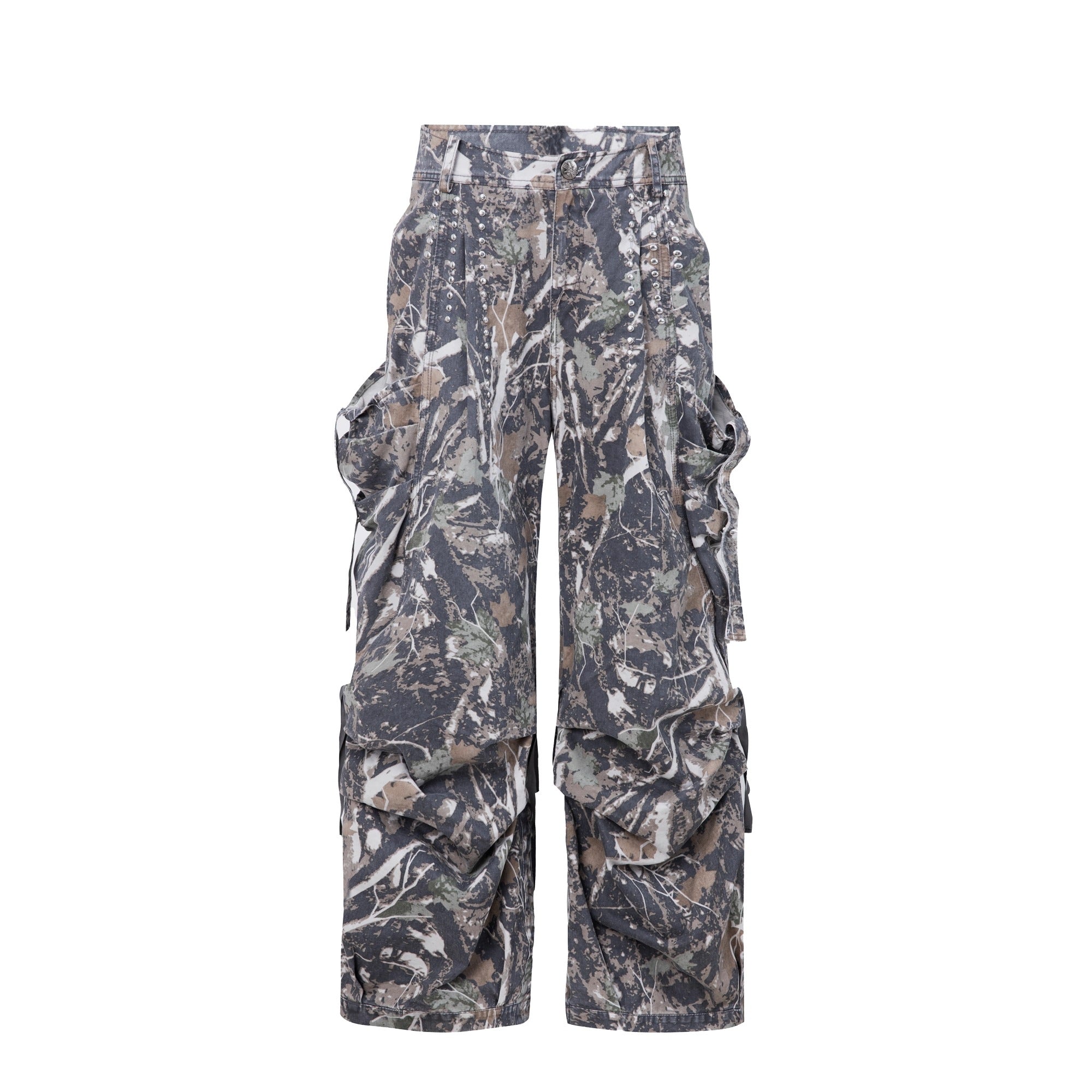 DoublePunch_Durable_100%_Cotton_Functional_Low_Rise_Leaf_Camo_Button_Straight_Women_Pants_MISSTT