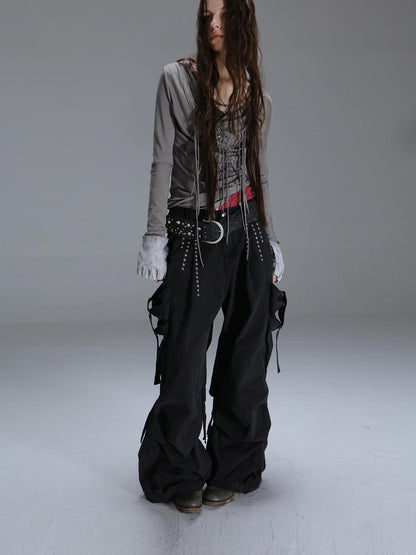 DoublePunch Durable 100% Cotton Functional Low Rise Leaf Camo Button Straight Women Pants