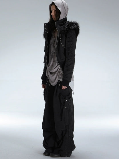 DoublePunch Durable 100% Cotton Functional Low Rise Leaf Camo Button Straight Women Pants