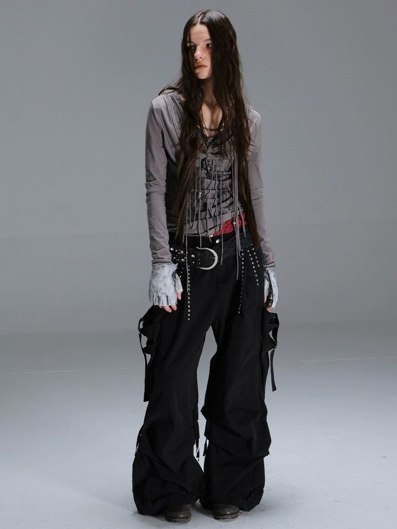 DoublePunch Durable 100% Cotton Functional Low Rise Leaf Camo Button Straight Women Pants