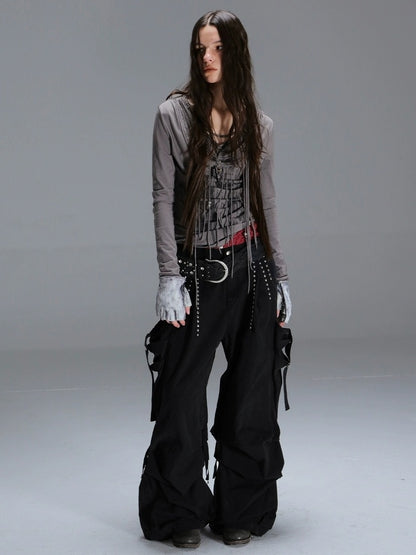 DoublePunch Durable 100% Cotton Functional Low Rise Leaf Camo Button Straight Women Pants