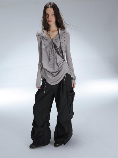 DoublePunch Durable 100% Cotton Functional Low Rise Leaf Camo Button Straight Women Pants