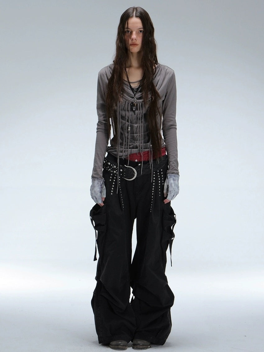 DoublePunch Durable 100% Cotton Functional Low Rise Leaf Camo Button Straight Women Pants