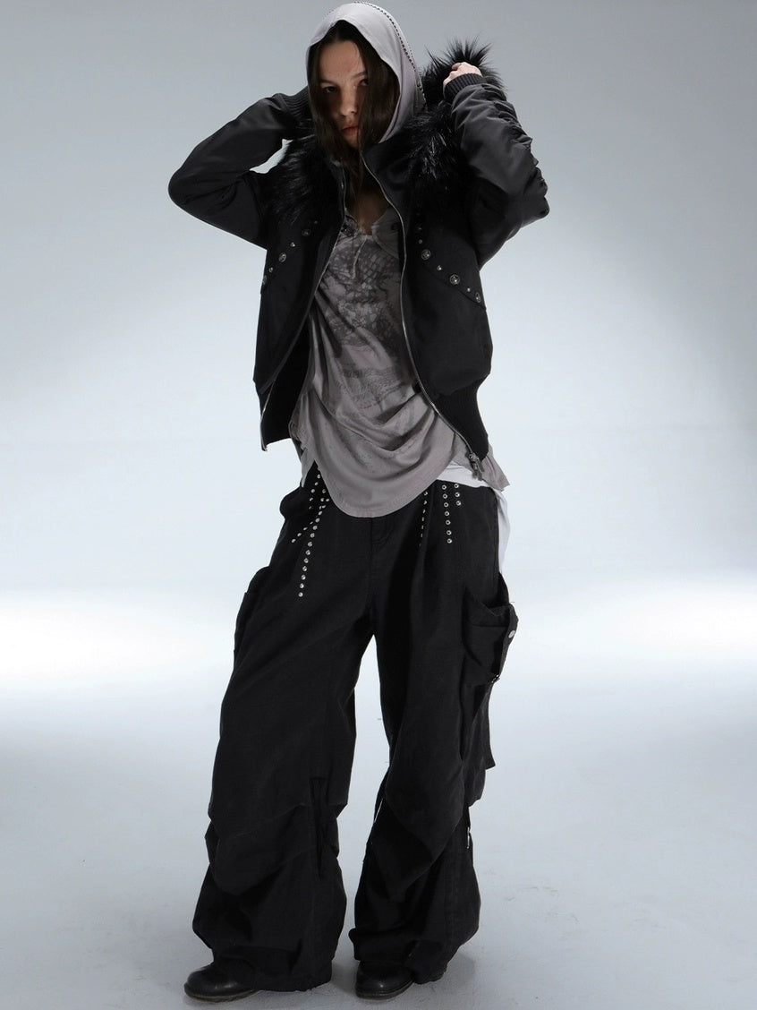 DoublePunch Durable 100% Cotton Functional Low Rise Leaf Camo Button Straight Women Pants