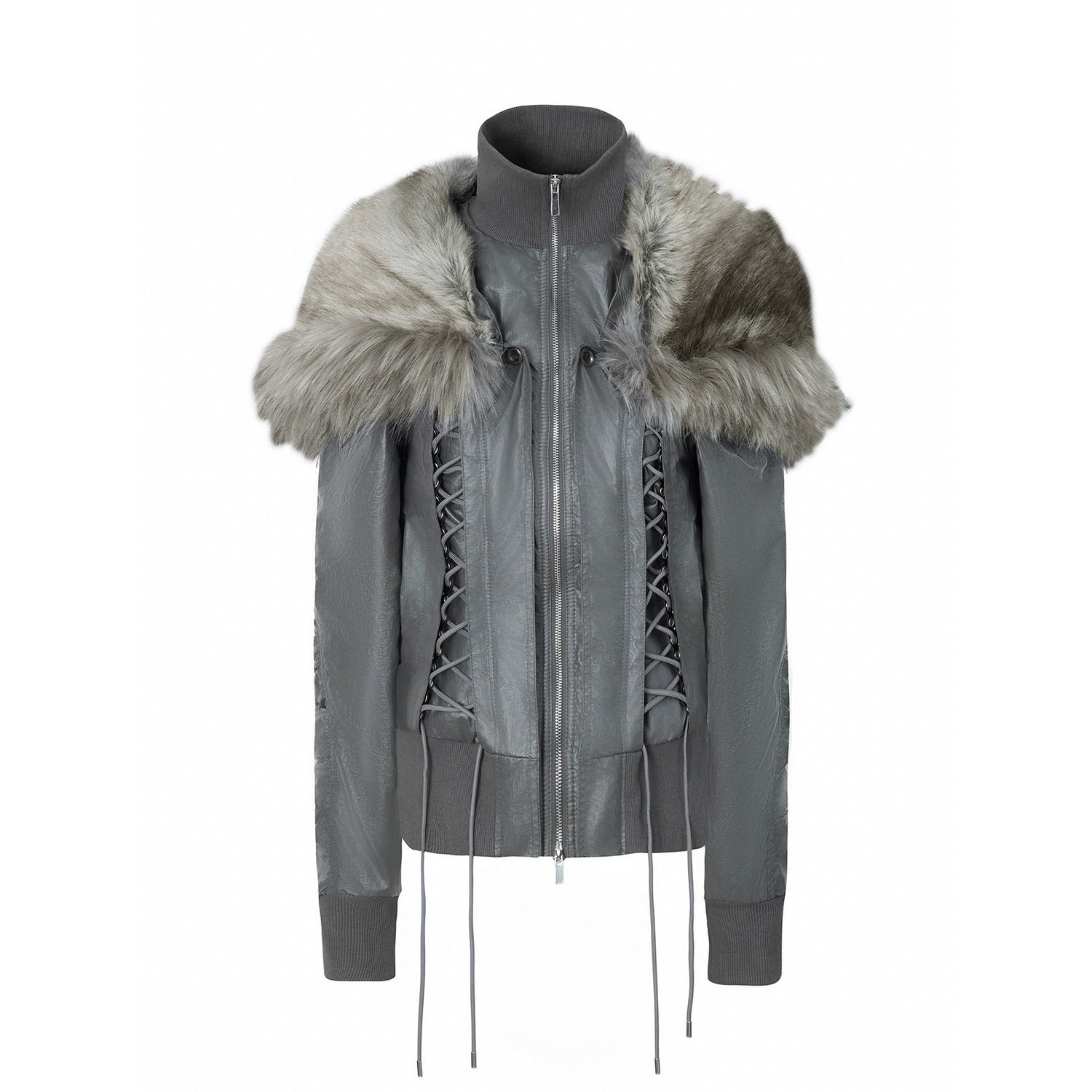 DoublePunch_Faux_Fur_Collar_Tie_Hooded_Women&