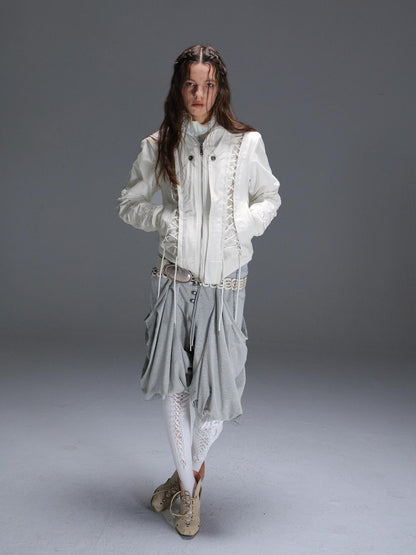 DoublePunch Faux Fur Collar Tie Hooded Women&