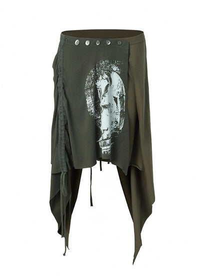 DoublePunch Fringe Printed Patchwork Wrap Asymmetric Women&