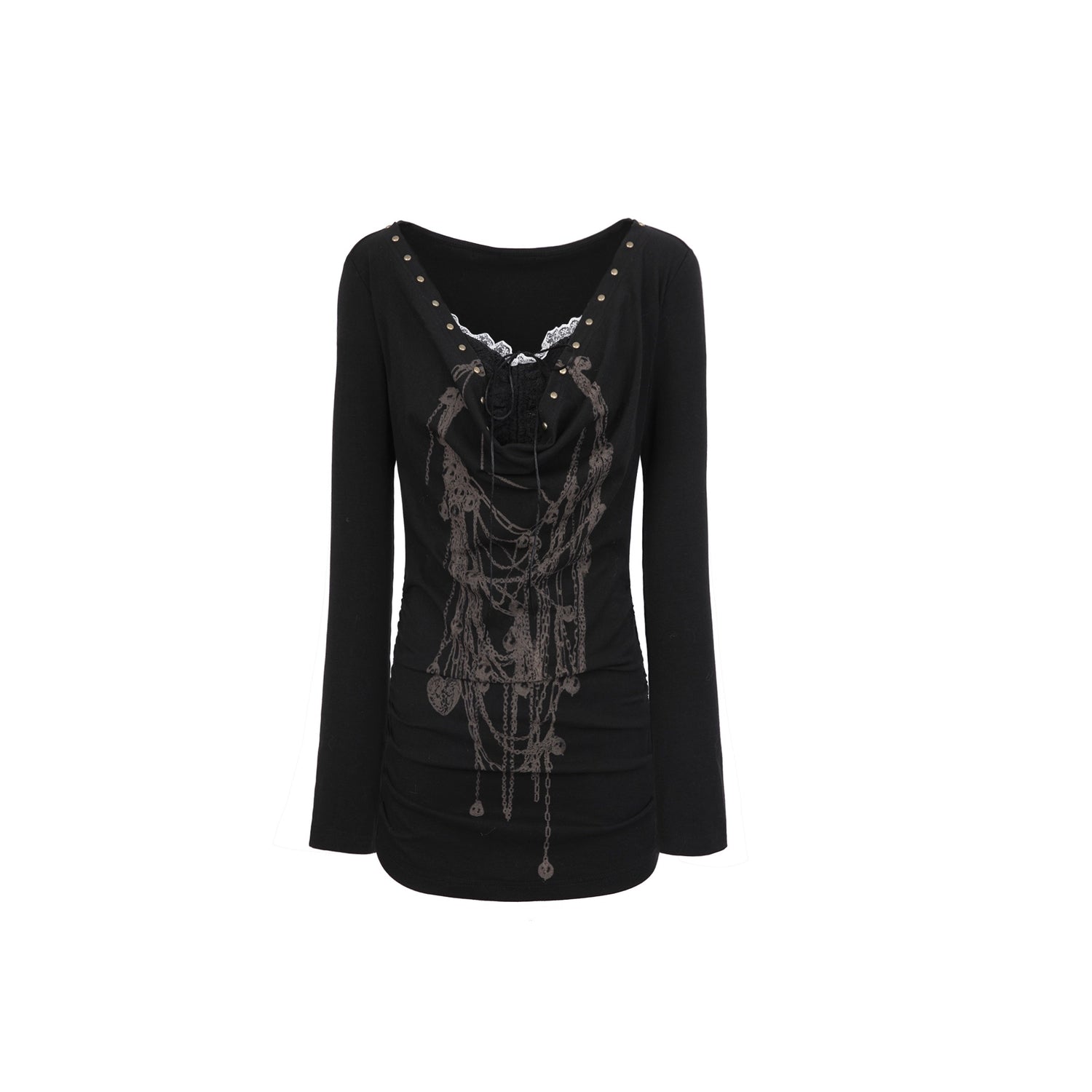 DoublePunch_Hand_Painted_Punk_Lace_Drawstring_Slim_Long_Sleeve_Women_Cotton_Blend_T-Shirt_MISSTT