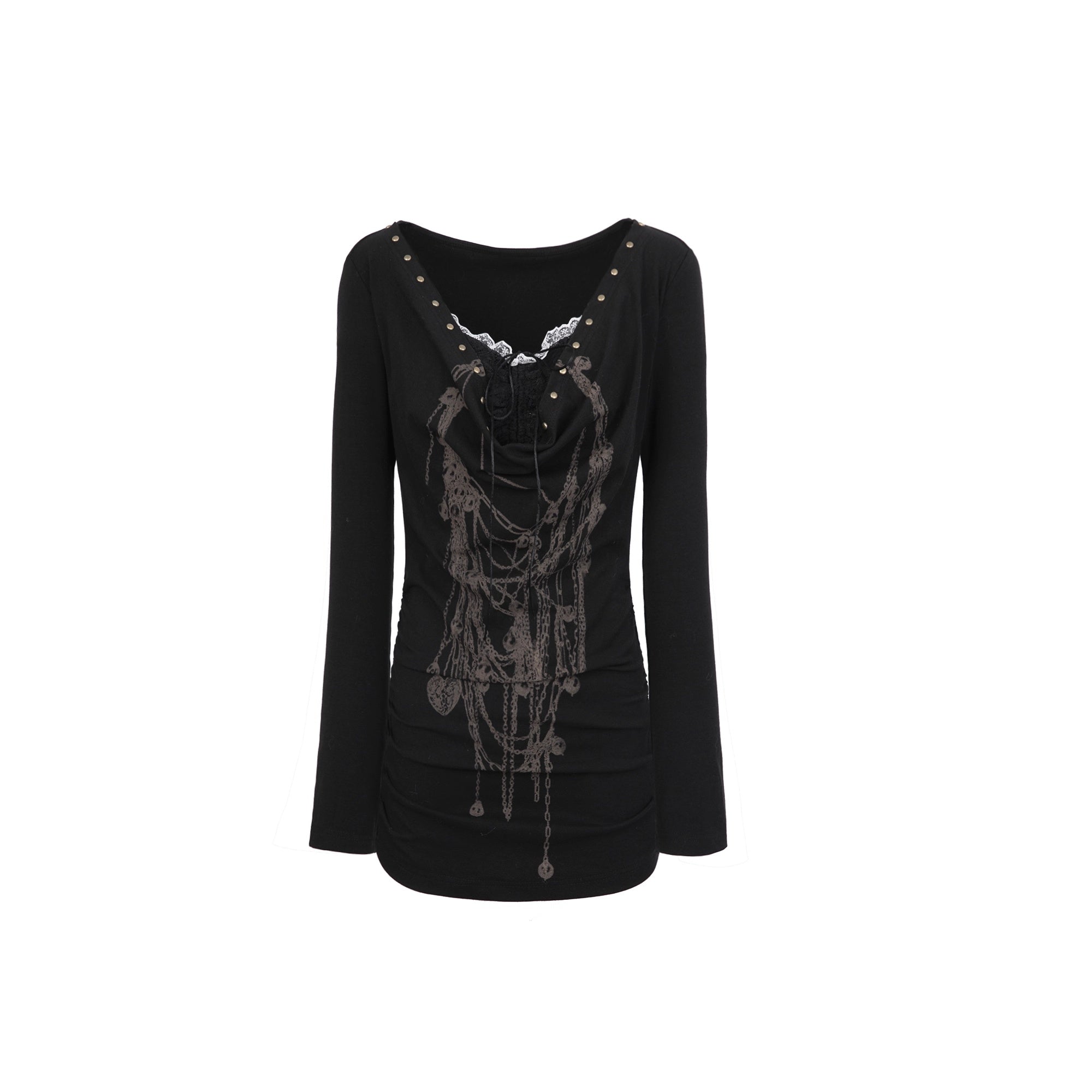 DoublePunch_Hand_Painted_Punk_Lace_Drawstring_Slim_Long_Sleeve_Women_Cotton_Blend_T-Shirt_MISSTT