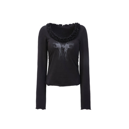DoublePunch_Heart_Print_Ruffle_Edge_3D_Embellished_Slim_Fit_Women&