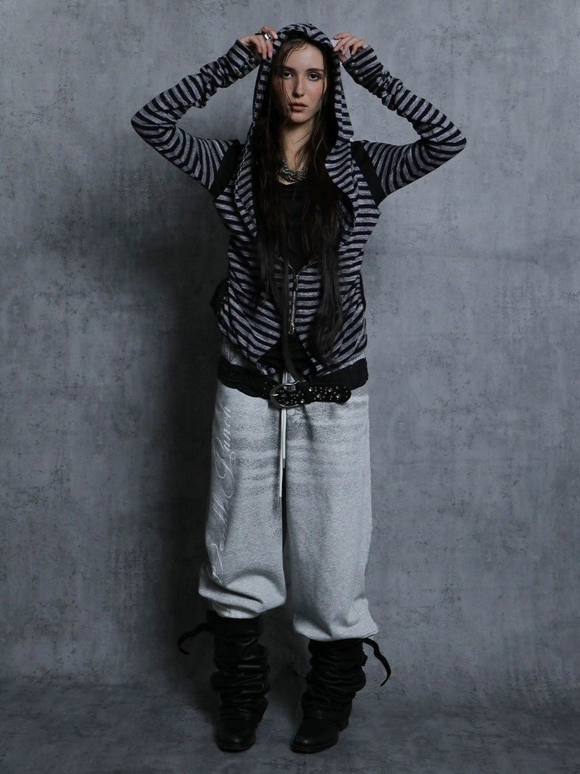 DoublePunch High Stretch Printed Patchwork Sport Relaxed Straight Leg Women Cotton Pants