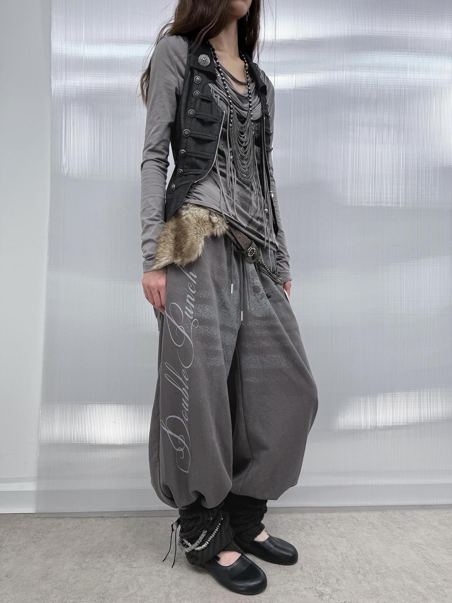 DoublePunch High Stretch Printed Patchwork Sport Relaxed Straight Leg Women Cotton Pants