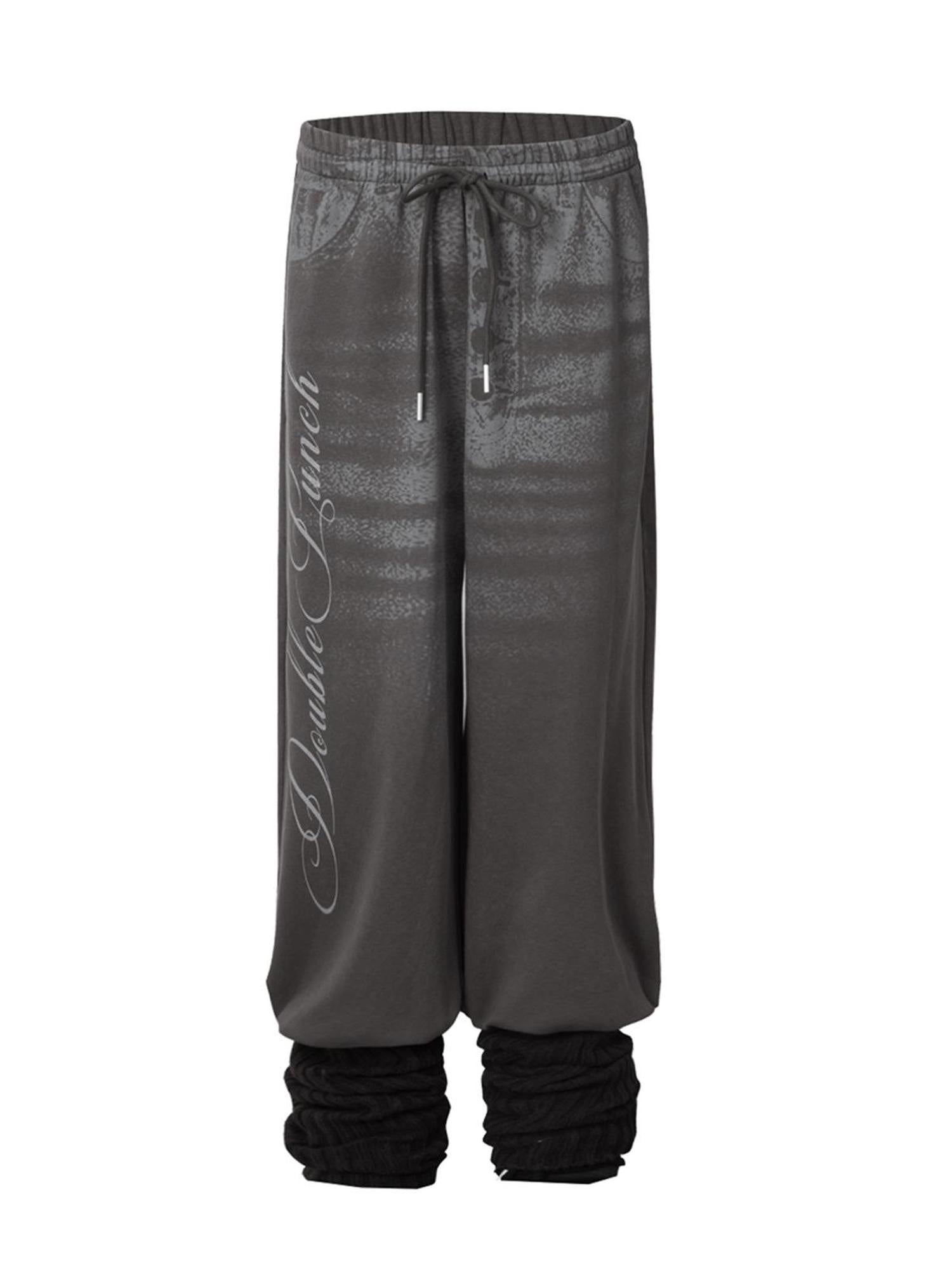 DoublePunch High Stretch Printed Patchwork Sport Relaxed Straight Leg Women Cotton Pants