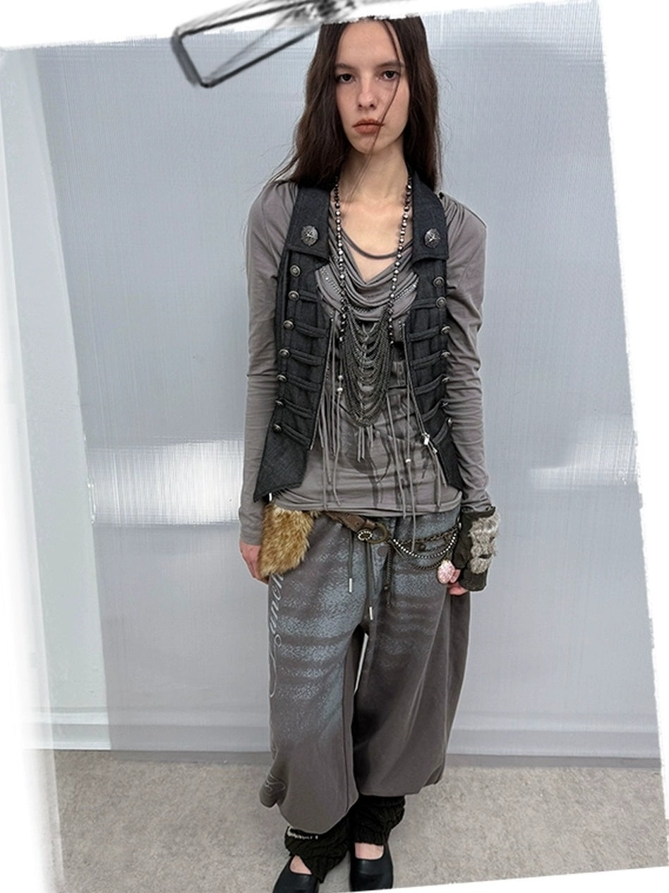 DoublePunch High Stretch Printed Patchwork Sport Relaxed Straight Leg Women Cotton Pants