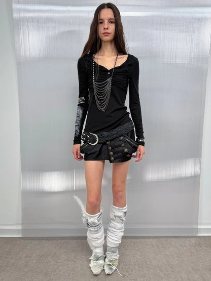 DoublePunch Hip Lift Cargo Style Asymmetric Irregular Hem Low Waist Stretch Women Mini Skirt