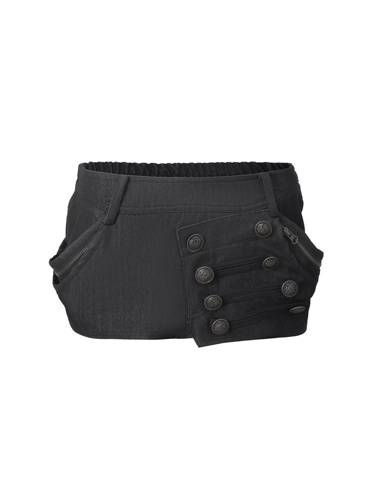 DoublePunch Hip Lift Cargo Style Asymmetric Irregular Hem Low Waist Stretch Women Mini Skirt