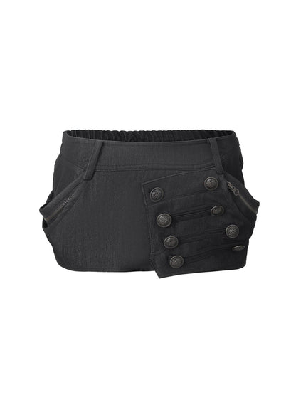 DoublePunch Hip Lift Cargo Style Asymmetric Irregular Hem Low Waist Stretch Women Mini Skirt