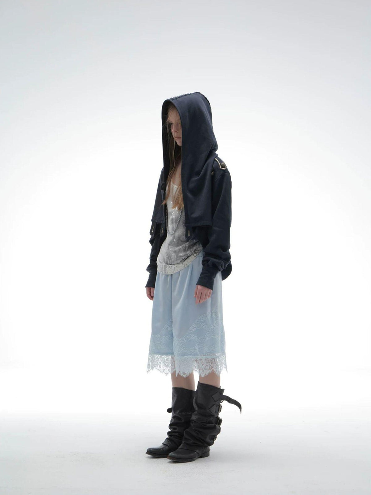DoublePunch Hooded Asymmetric Short Cotton Women&