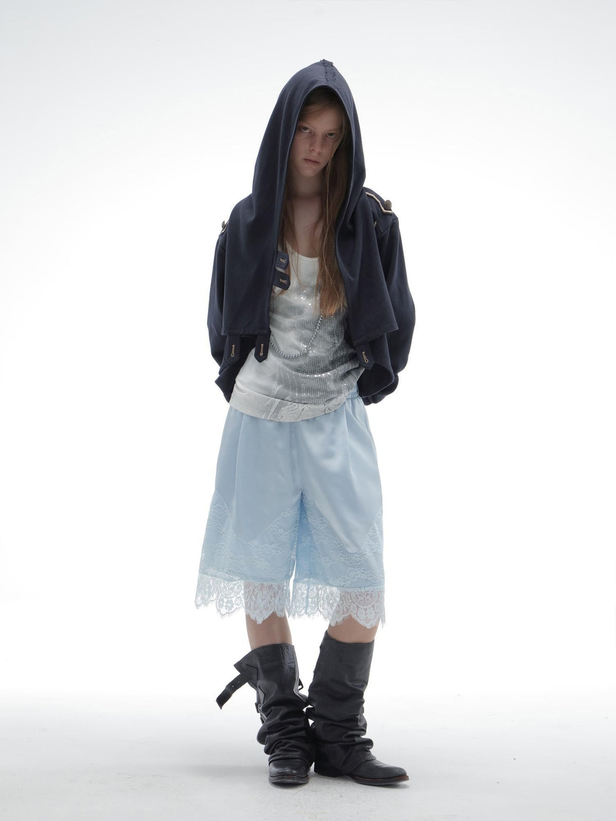 DoublePunch Hooded Asymmetric Short Cotton Women&