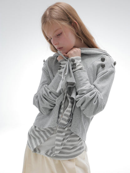 DoublePunch Hooded Asymmetric Short Cotton Women&
