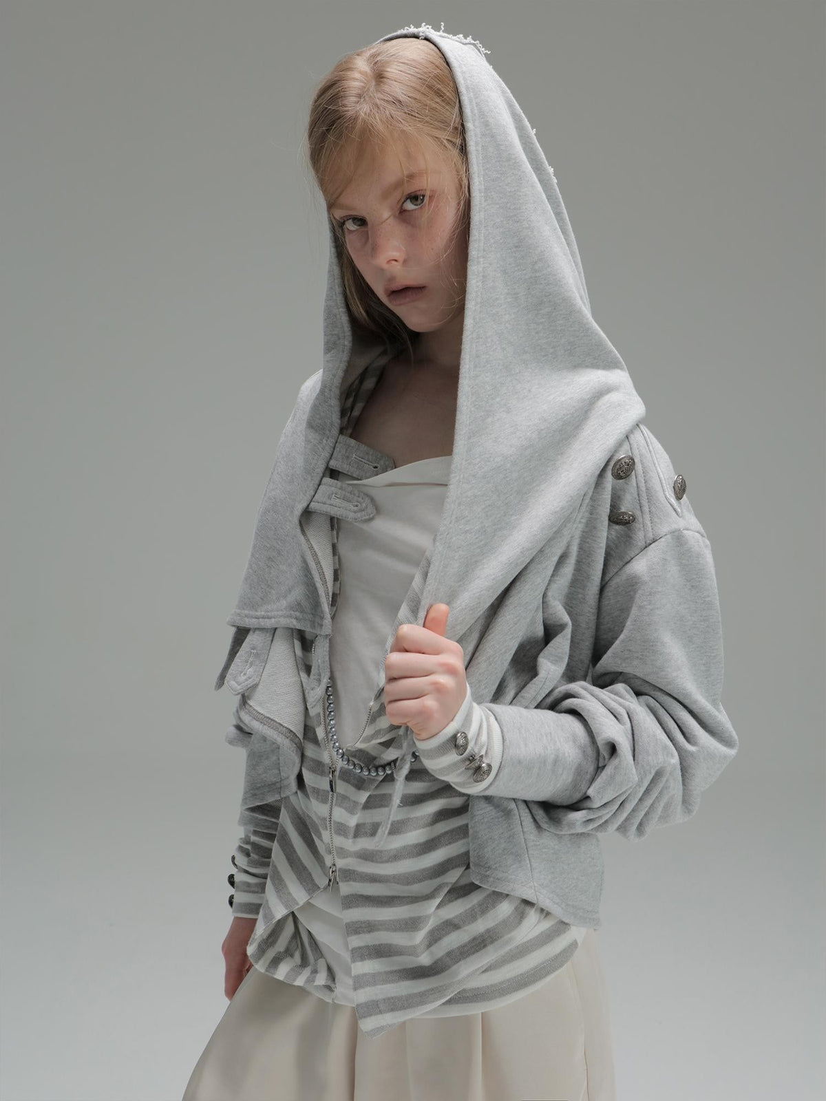 DoublePunch Hooded Asymmetric Short Cotton Women&
