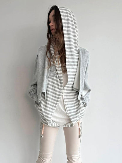 DoublePunch Hooded Asymmetric Short Cotton Women&