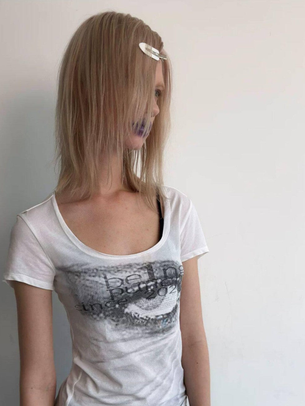 DoublePunch Illusion Print Low Round Neck Women&