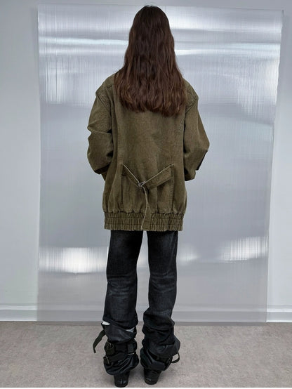 DoublePunch Insulated Utility Loose Fit Drop Shoulder Cotton Mid Length Women Jacket