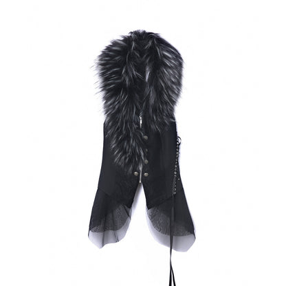 DoublePunch_Lace_Jacquard_Spliced_Vintage_Metal_Button_Fur_Collar_Women&