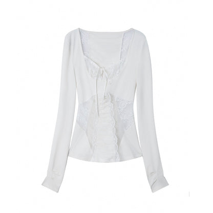 DoublePunch_Mesh_Lace_Spliced_Square_Neck_Women&