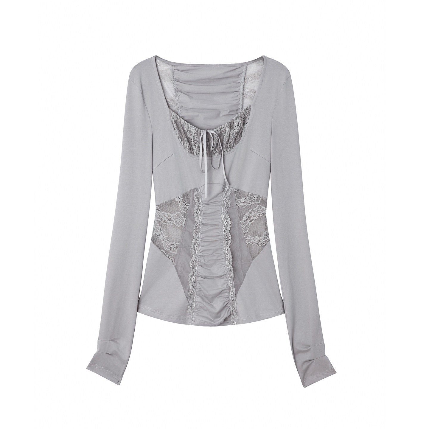 DoublePunch_Mesh_Lace_Spliced_Square_Neck_Women&