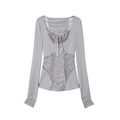 DoublePunch_Mesh_Lace_Spliced_Square_Neck_Women&