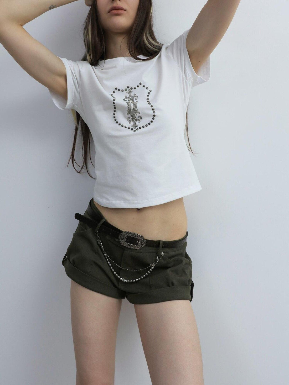 DoublePunch Mini Vintage Low Waist Chain Cuff Women&
