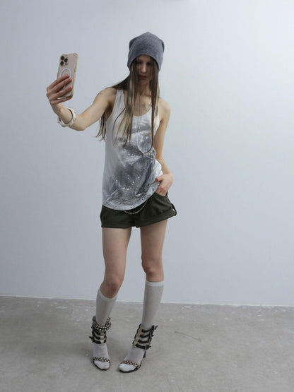 DoublePunch Mini Vintage Low Waist Chain Cuff Women&