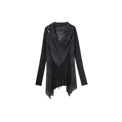 DoublePunch_Openwork_Knit_Tassel_Irregular_Shawl_Mid_Length_Women&