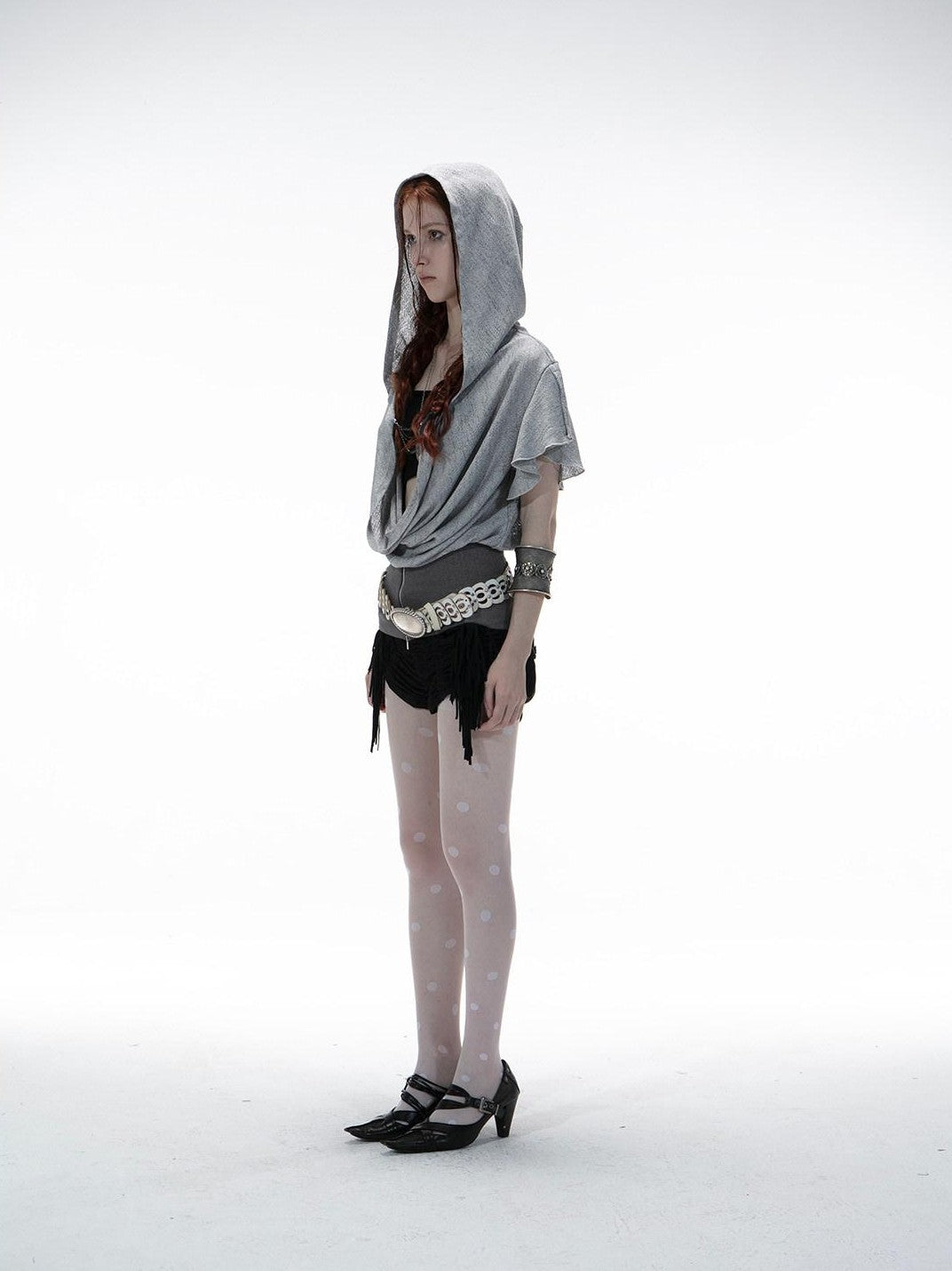DoublePunch Openwork Knit Waist Batwing Scoop Neck Women&