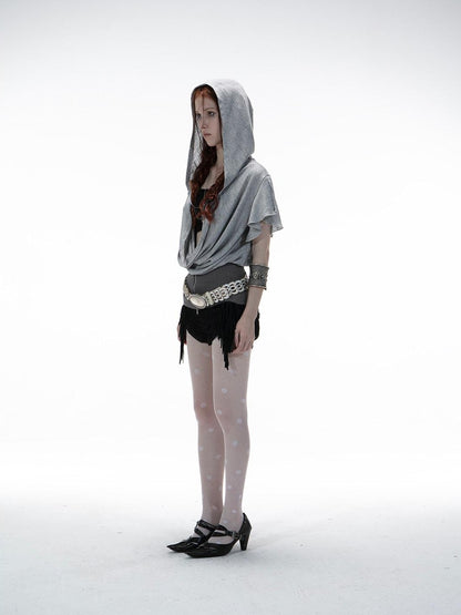 DoublePunch Openwork Knit Waist Batwing Scoop Neck Women&