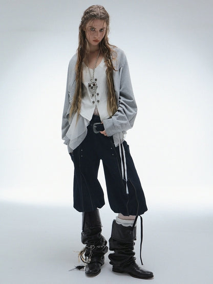 DoublePunch Original Patchwork Double Breasted V Neck Fitted Waist Women Vest