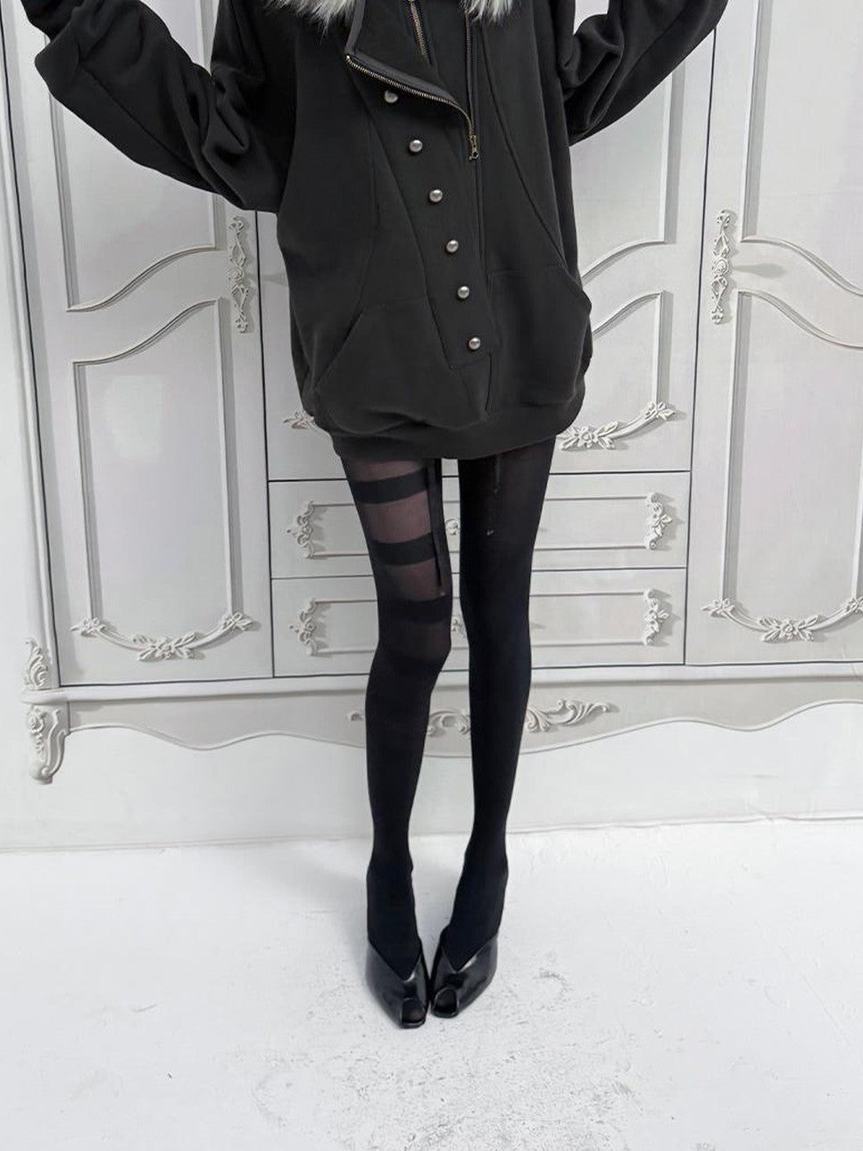 DoublePunch Oversized Fleece Lined Half Zip Cotton Women&