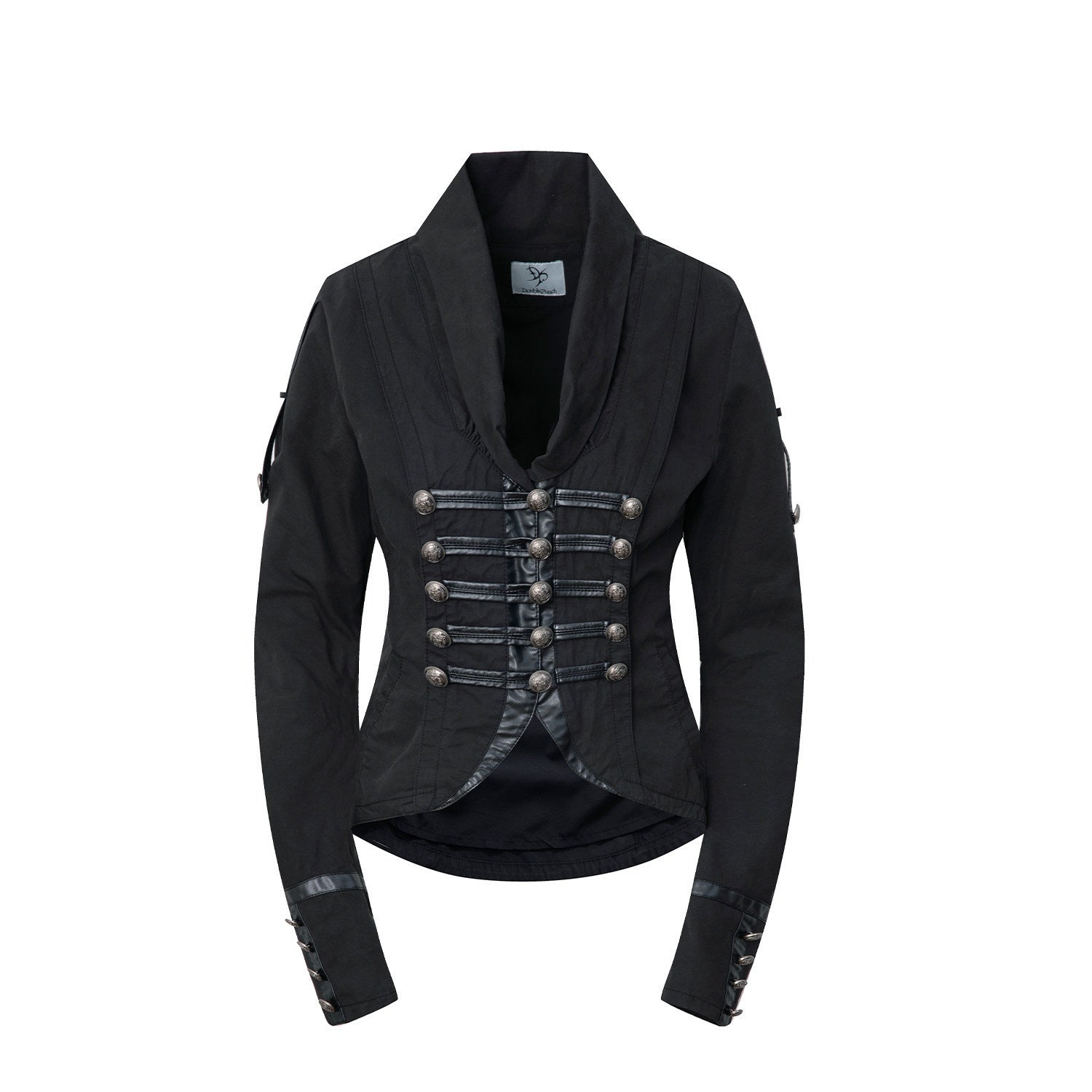 DoublePunch_Patch_Leather_Double_Breasted_Small_Lapel_Women&