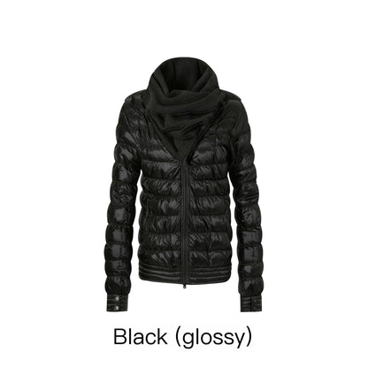 DoublePunch_Patchwork_Ribbed_Quilted_Stacked_Collar_Slim_Short_Women&