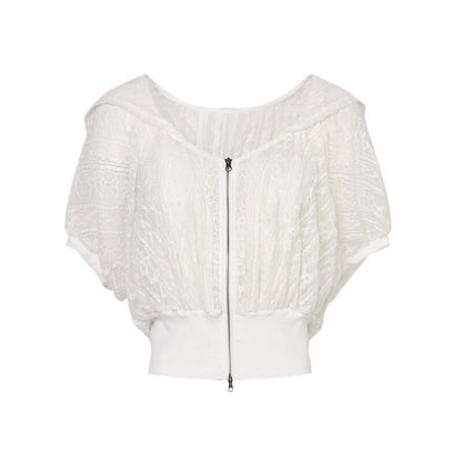 DoublePunch_Pleated_Lace_Hooded_Raglan_Zipper_Two_Way_Cropped_Women&