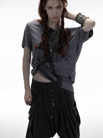 DoublePunch Printed Drawstring Slanted Neck Women&