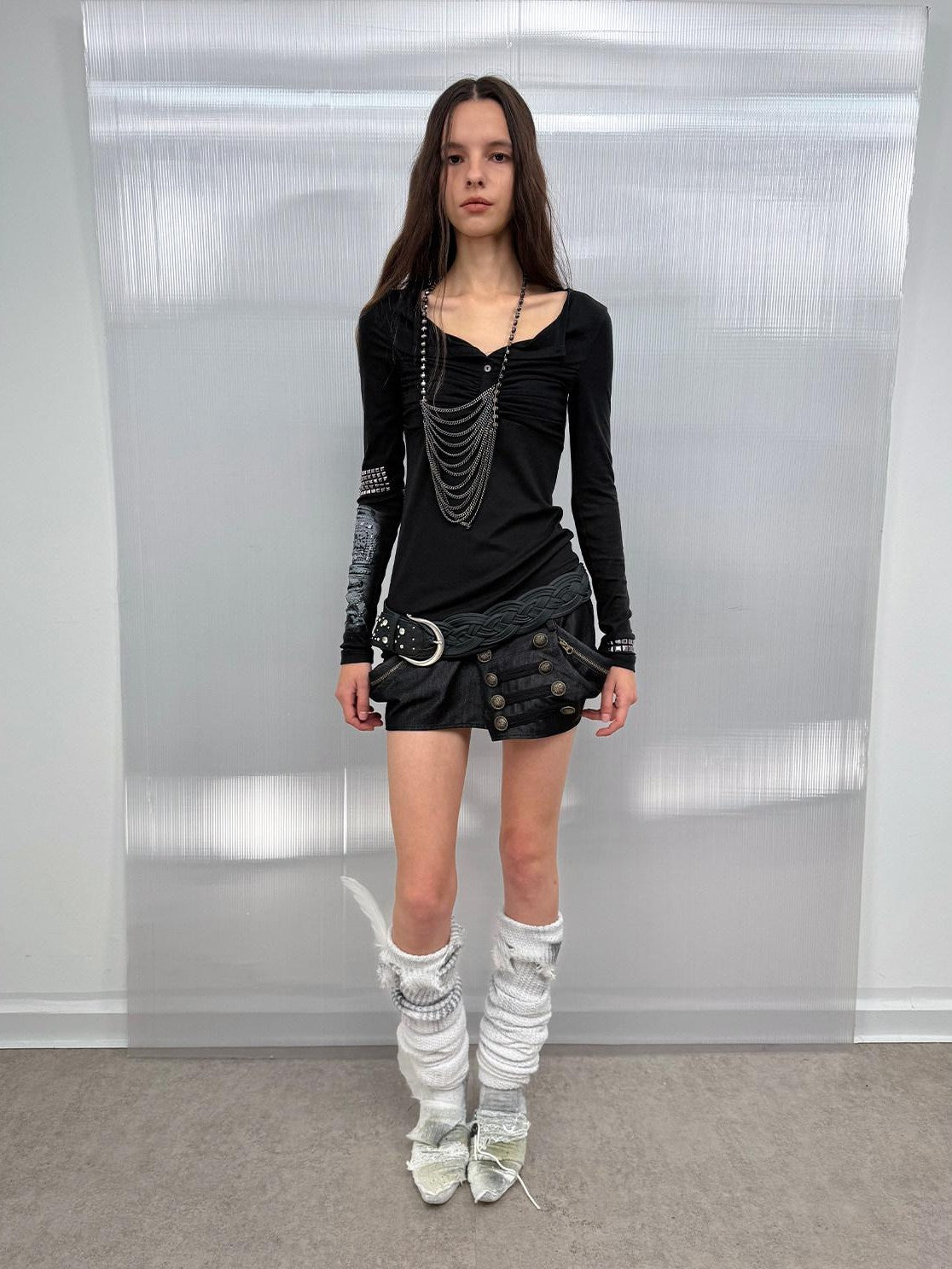 DoublePunch Pumpkin Puff Structured Asymmetrical Metal Buckle Workwear Women&