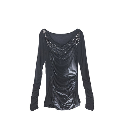 DoublePunch_Rhinestone_Print_Drape_Asymmetric_Women&
