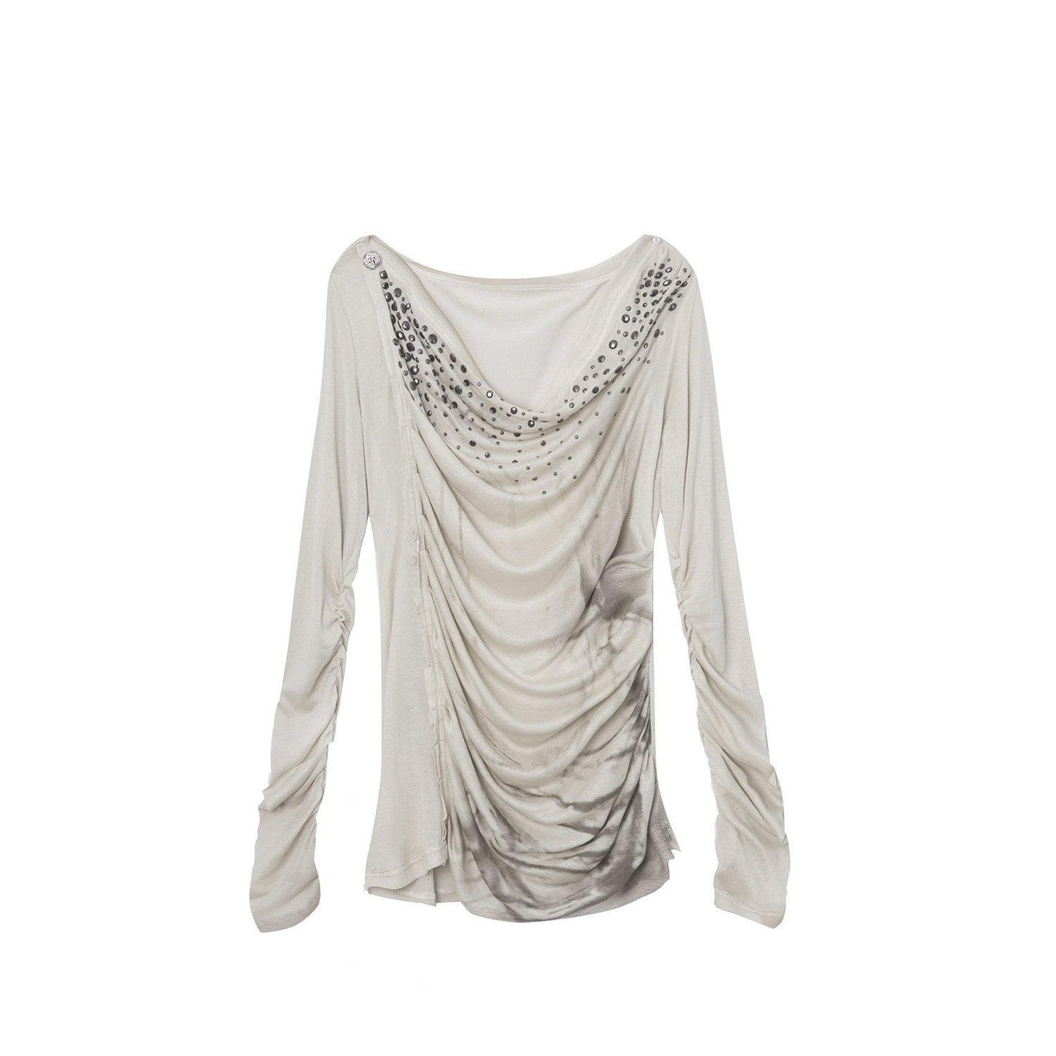 DoublePunch_Rhinestone_Print_Drape_Asymmetric_Women&