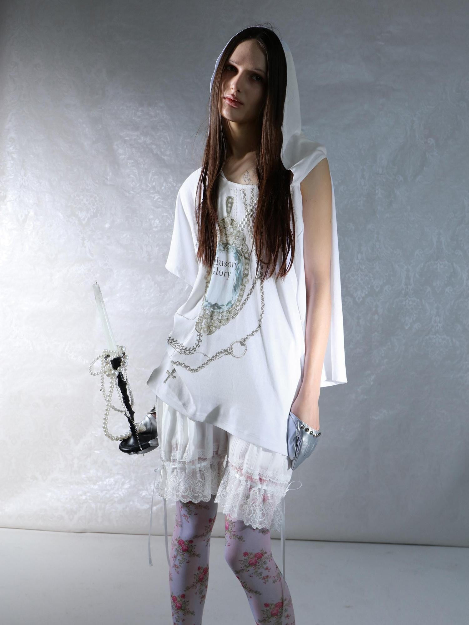 DoublePunch Rhinestone Print Hooded Batwing Women&